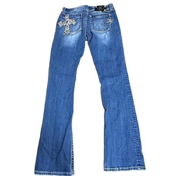 MIss Me Buckle Easy Boot cross embellished jeans 27 - Picture 2 of 10